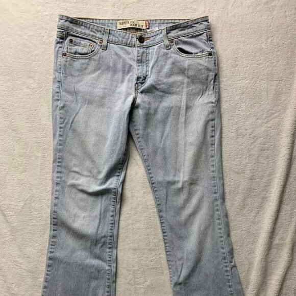 Levis Womens 518 Superlow Bootcut Jeans Size 13 light blue 36 x 33  distressed - Picture 1 of 12